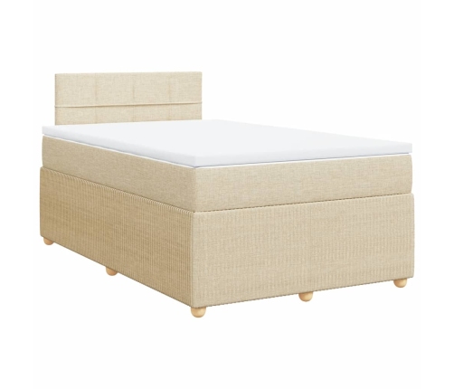 Cama box spring con colchón tela color crema 120x190 cm