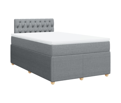 Cama box spring con colchón tela gris claro 120x190 cm