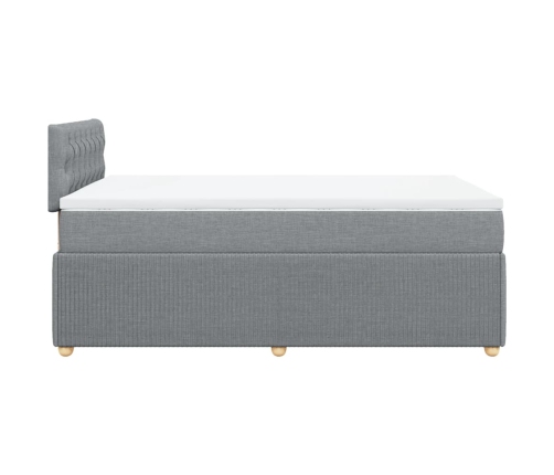 Cama box spring con colchón tela gris claro 120x190 cm