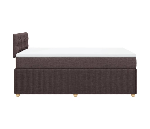 Cama box spring con colchón tela marrón oscuro 120x190 cm