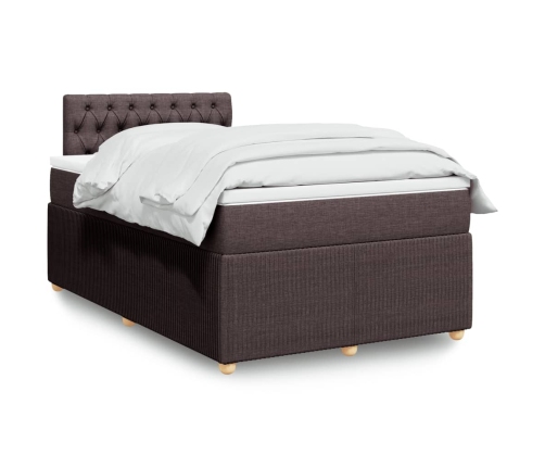 Cama box spring con colchón tela marrón oscuro 120x190 cm