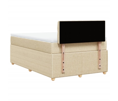 Cama box spring con colchón tela color crema 120x190 cm