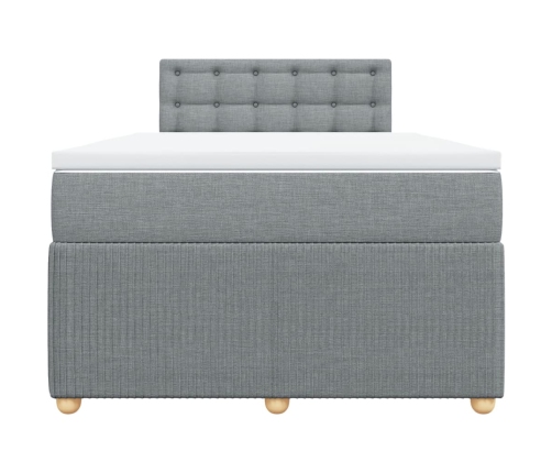 Cama box spring con colchón tela gris claro 120x190 cm