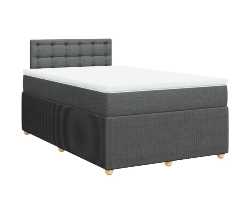 Cama box spring con colchón tela gris oscuro 120x190 cm