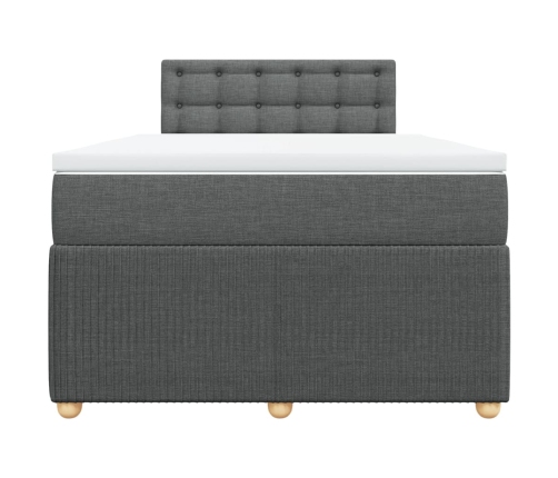 Cama box spring con colchón tela gris oscuro 120x190 cm