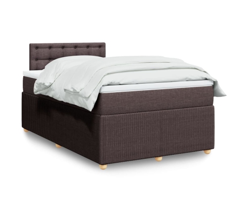 Cama box spring con colchón tela marrón oscuro 120x190 cm