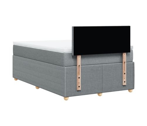 Cama box spring con colchón tela gris claro 120x200 cm