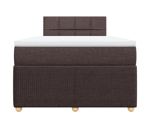 Cama box spring con colchón tela marrón oscuro 120x200 cm
