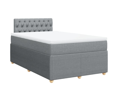 Cama box spring con colchón tela gris claro 120x200 cm