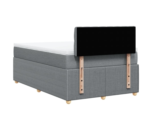 Cama box spring con colchón tela gris claro 120x200 cm