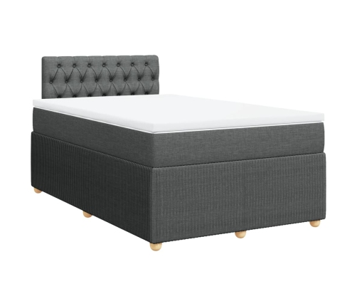 Cama box spring con colchón tela gris oscuro 120x200 cm