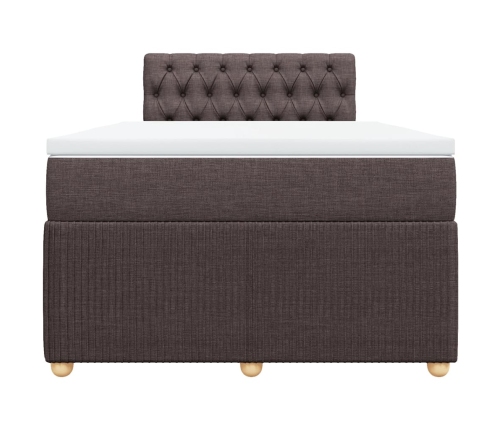 Cama box spring con colchón tela marrón oscuro 120x200 cm