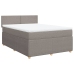 Cama box spring con colchón tela gris taupe 140x190 cm