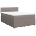 Cama box spring con colchón tela gris taupe 140x190 cm