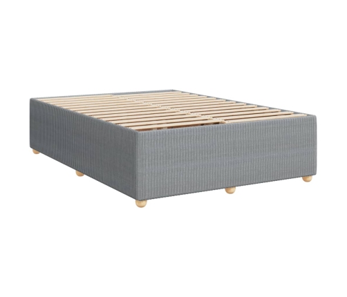 Cama box spring con colchón tela gris claro 140x190 cm