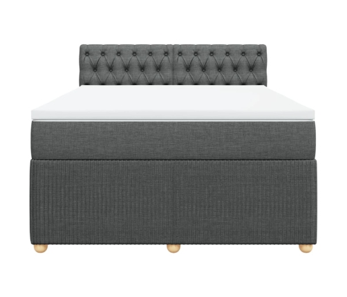 Cama box spring con colchón tela gris oscuro 140x190 cm