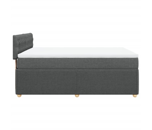 Cama box spring con colchón tela gris oscuro 140x190 cm