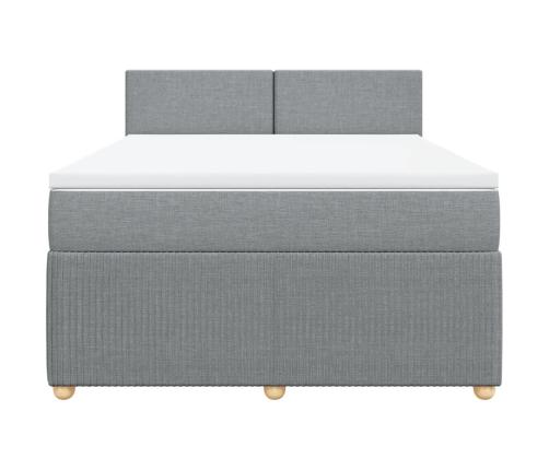 Cama box spring con colchón tela gris claro 140x200 cm