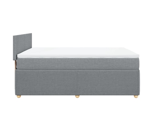 Cama box spring con colchón tela gris claro 140x200 cm