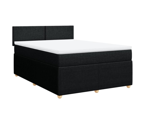 Cama box spring con colchón tela negro 140x200 cm