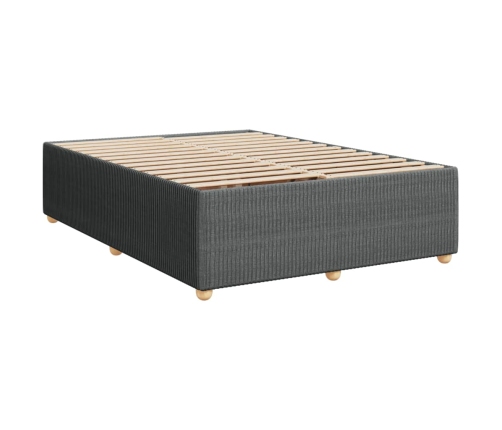 Cama box spring con colchón tela gris oscuro 140x200 cm