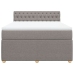Cama box spring con colchón tela gris taupe 140x200 cm