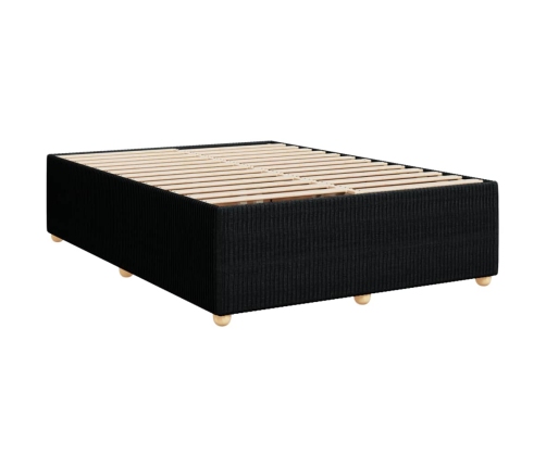 Cama box spring con colchón tela negro 160x200 cm