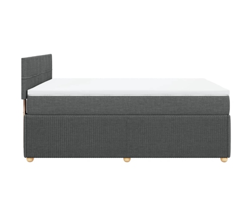 Cama box spring con colchón tela gris oscuro 160x200 cm