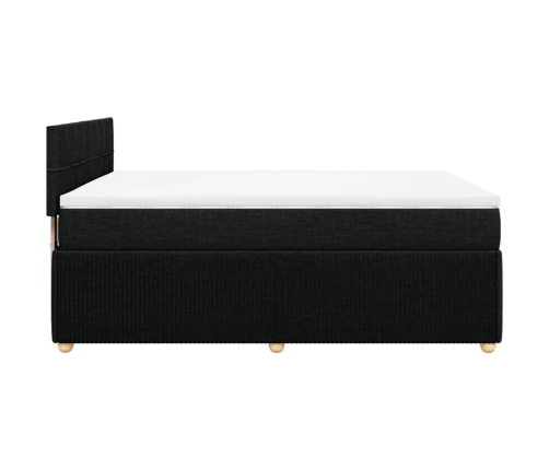 Cama box spring con colchón tela negro 160x200 cm