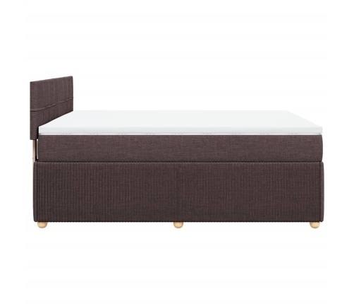 Cama box spring con colchón tela marrón oscuro 160x200 cm