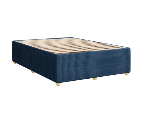 Cama box spring con colchón tela azul 160x200 cm