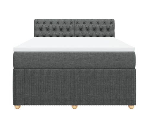 Cama box spring con colchón tela gris oscuro 160x200 cm