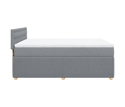 Cama box spring con colchón tela gris claro 160x200 cm