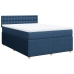 Cama box spring con colchón tela azul 160x200 cm