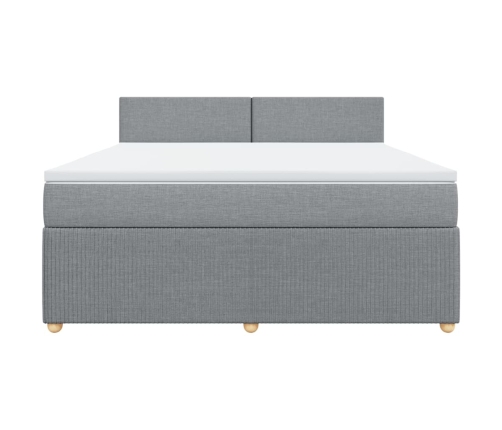 Cama box spring con colchón tela gris claro 180x200 cm