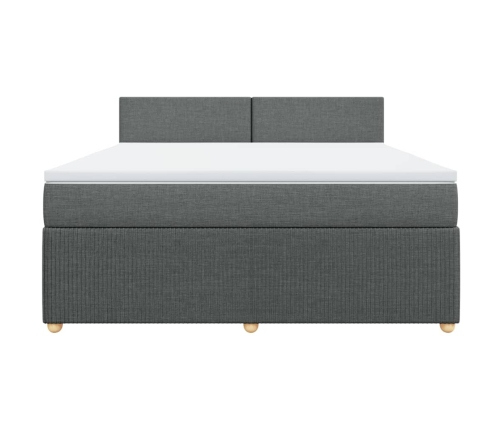 Cama box spring con colchón tela gris oscuro 180x200 cm