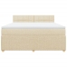 Cama box spring con colchón tela color crema 180x200 cm