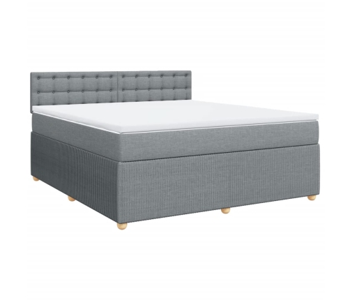 Cama box spring con colchón tela gris claro 180x200 cm