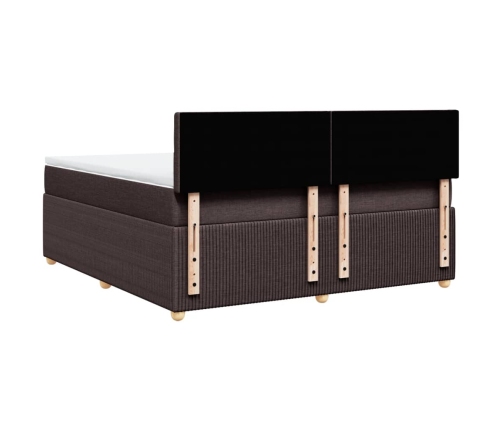 Cama box spring con colchón tela marrón oscuro 180x200 cm