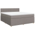 Cama box spring con colchón tela gris taupe 180x200 cm