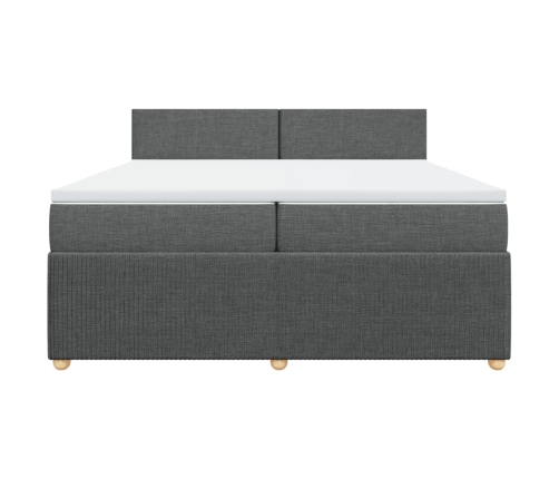 Cama box spring con colchón tela gris oscuro 200x200 cm