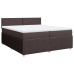 Cama box spring con colchón tela marrón oscuro 200x200 cm