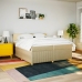 Cama box spring con colchón tela color crema 200x200 cm