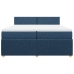 Cama box spring con colchón tela azul 200x200 cm
