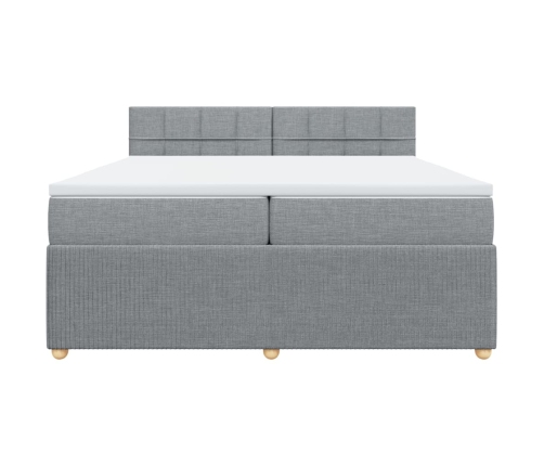 Cama box spring con colchón tela gris claro 200x200 cm