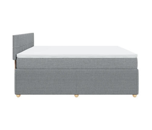 Cama box spring con colchón tela gris claro 200x200 cm