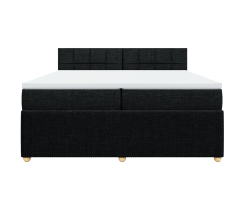 Cama box spring con colchón tela negro 200x200 cm