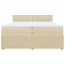 Cama box spring con colchón tela color crema 200x200 cm