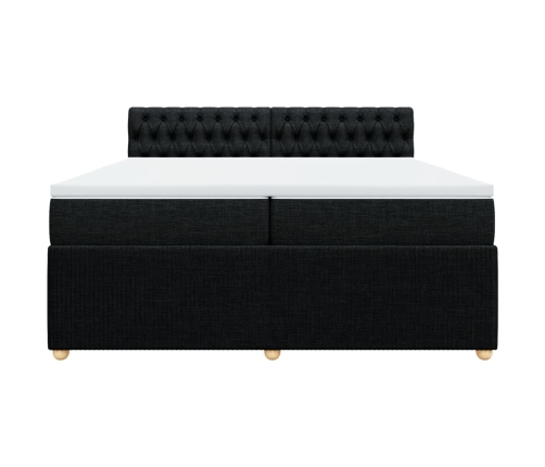 Cama box spring con colchón tela negro 200x200 cm