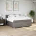 Cama box spring con colchón tela gris taupe 200x200 cm
